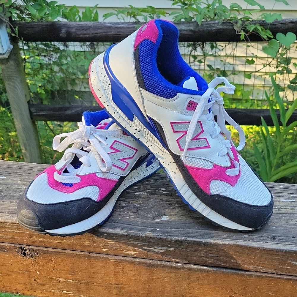 New Balance White Pink Blue Accent Women's Sneakers
